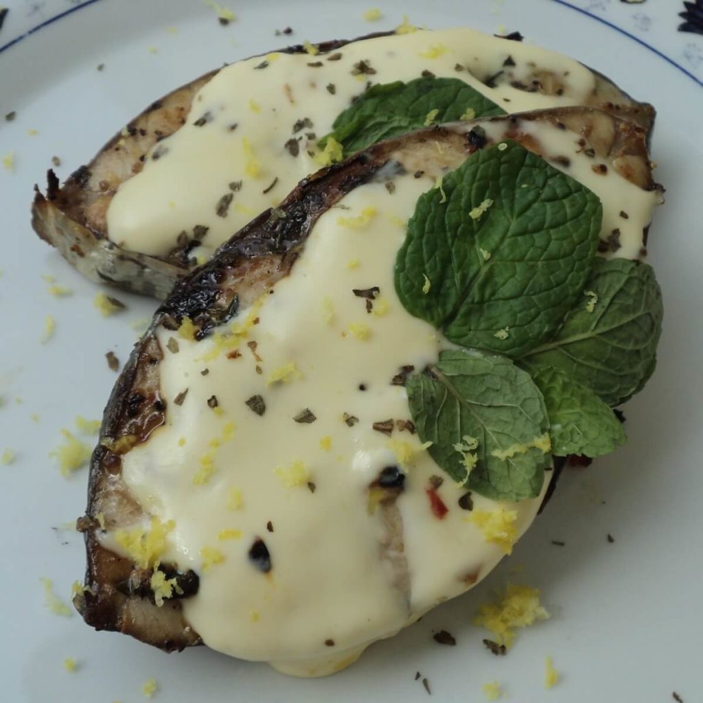 creamy spanish mackerel with lemon and mint